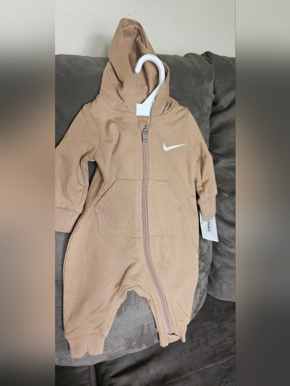 NWT Nike Toddler Hooded Zip One-Piece in Tan